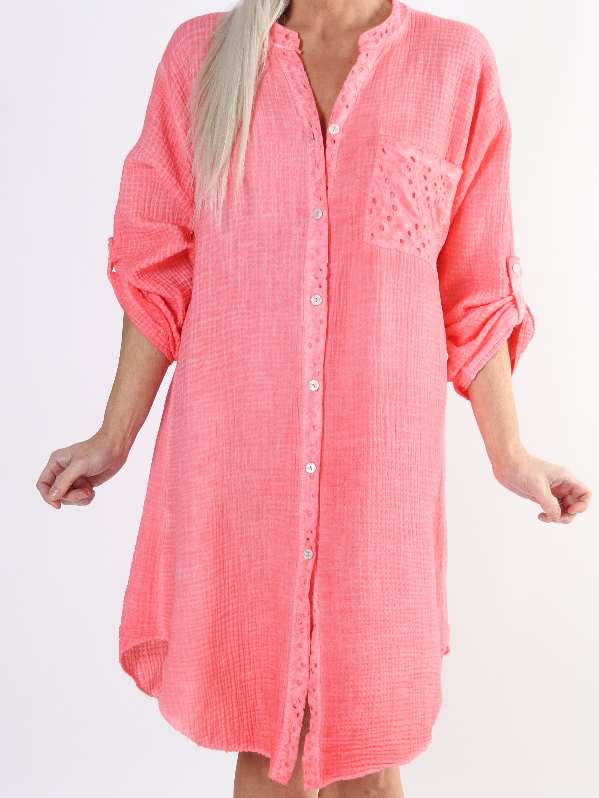 Inez - Plus size lang blød skjorte i bæk og bølge stof